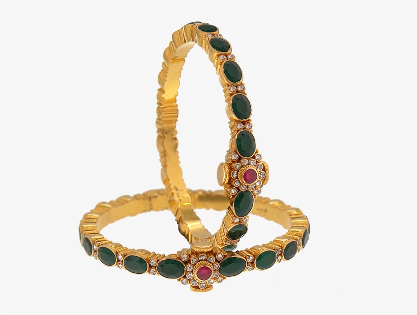Antique Jewellery Collections - Emerald Gold Indian Bangles, transparent png download