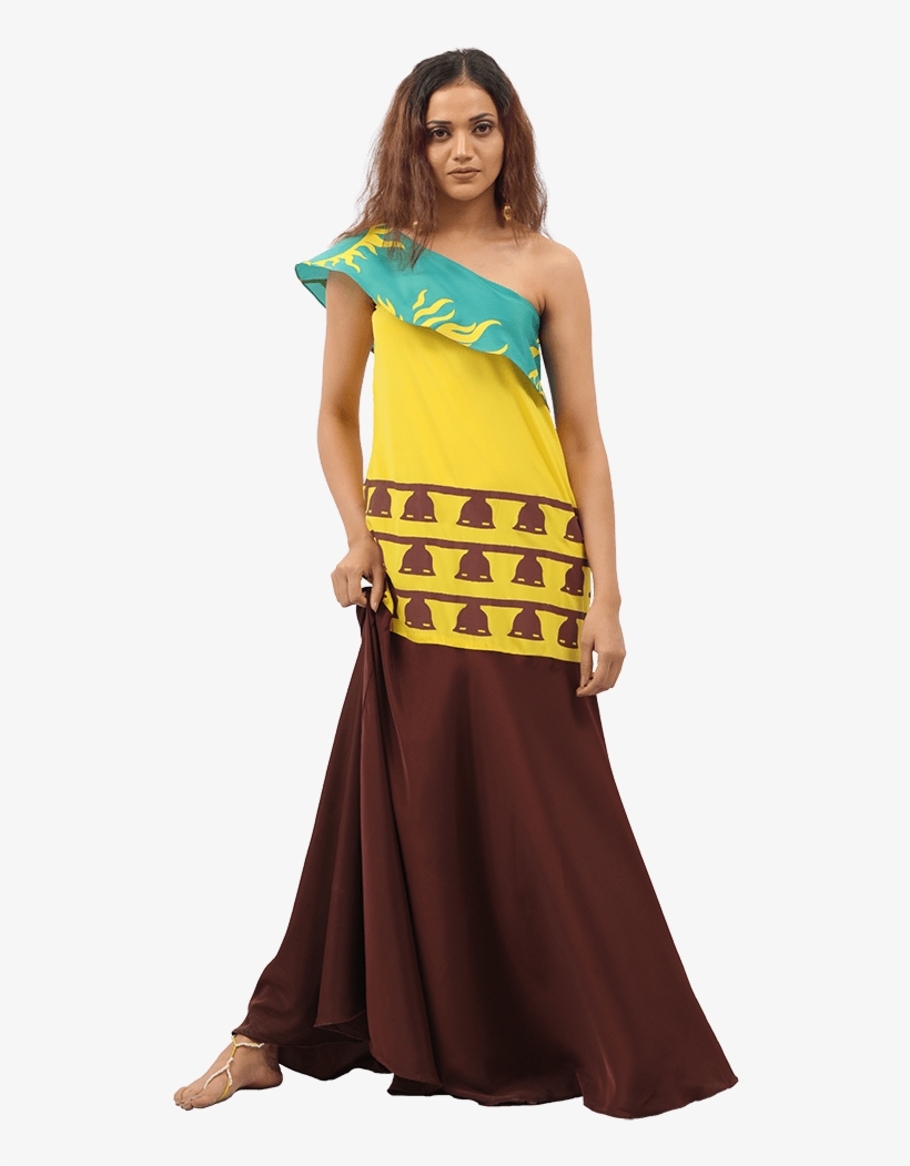 Bahubali 2 Yellow & Coffee Cinch Maxi Dress - Photo Shoot, transparent png download