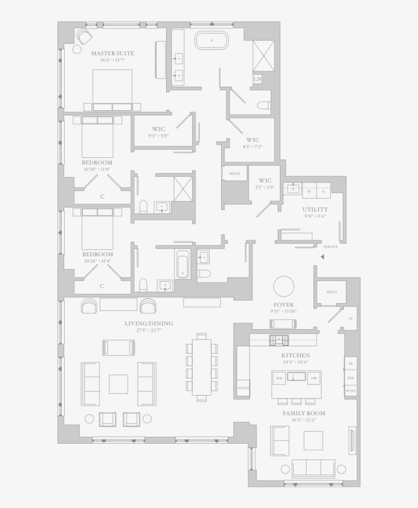Trump Tower Condo That Steve Harvey Rented Sells For - One Bennett Park Penthouse Plan, transparent png download