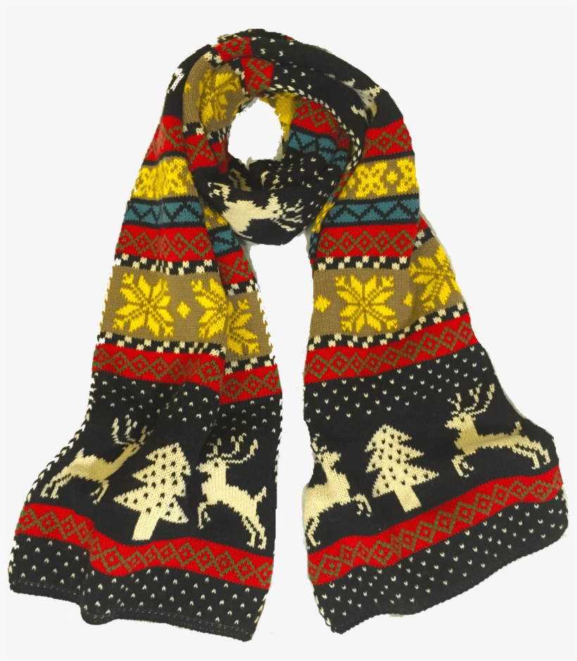 Black And White Reindeer With Scarf - Scarf, transparent png download