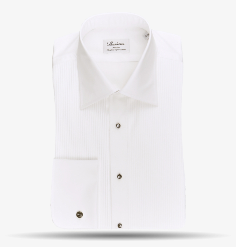 White Slimline Buttoned Tuxedo Shirt With Dark Mother - Button, transparent png download