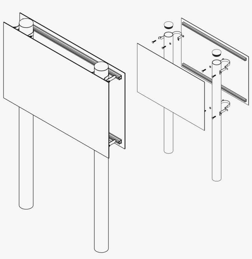 Post Mounted Panel Signs Double Sided Isometric - Double Sided Post Signs, transparent png download