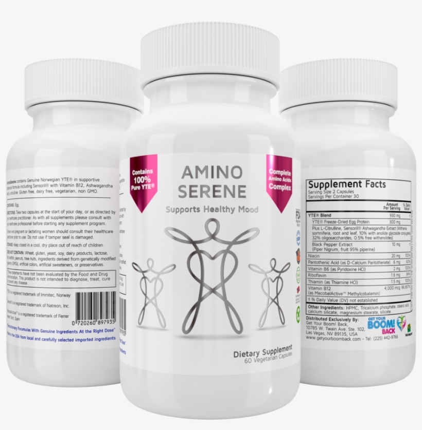 Aminoserene Genuine Pure Yte® & Ashwagandha Botanical - Bottle, transparent png download