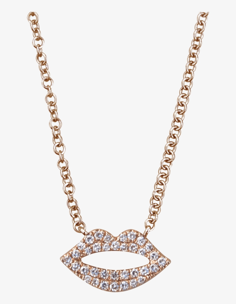 Lip Rose Gold And Diamond Necklace - Necklace, transparent png download