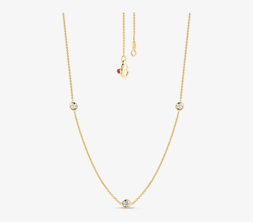 Roberto Coin Necklace With 3 Diamond Stations - Necklace, transparent png download