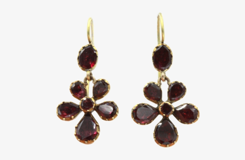 Georgian Garnet Pansy Earrings - Earrings, transparent png download
