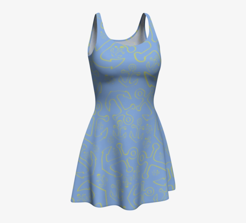 Anchor Dream Flare Dress - Blue, transparent png download