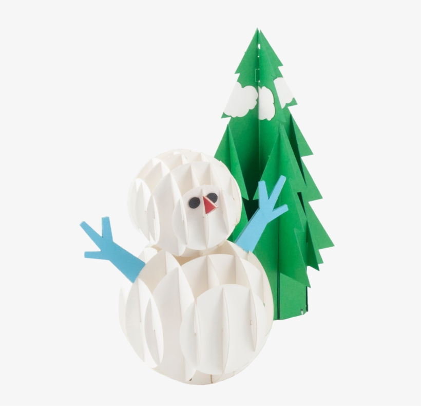 Snowman With Tree Pop Up Card - Christmas Tree, transparent png download