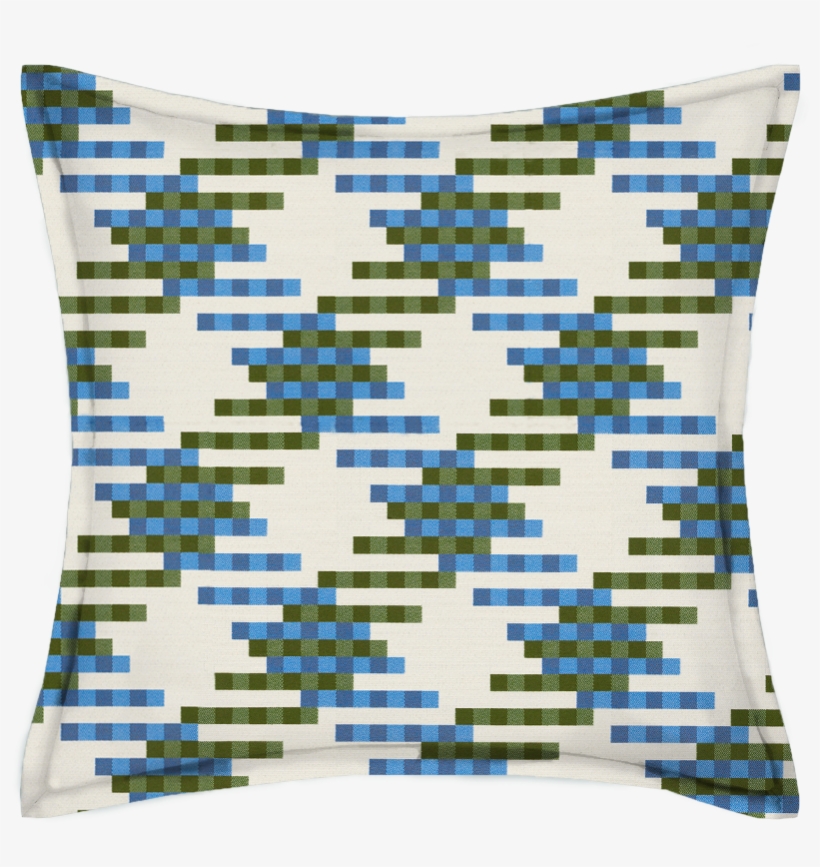 Saturday House Lattice Blue And Green Patterned Pillow - Cushion, transparent png download