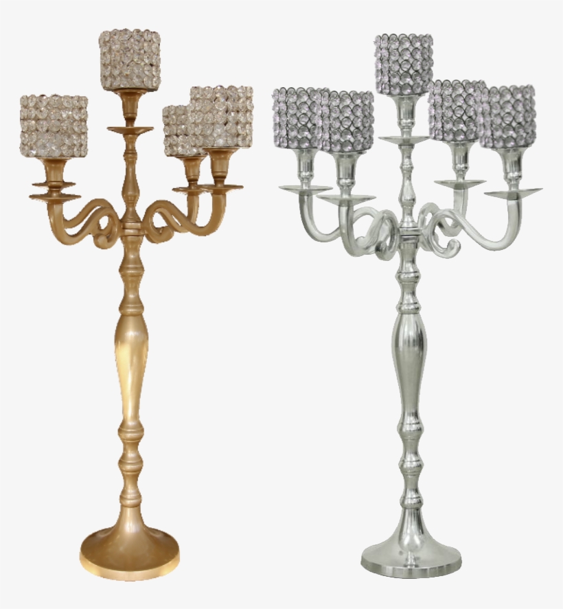 Gold & Silver Candelabra With Crystal Tops - Silver Candelabras, transparent png download