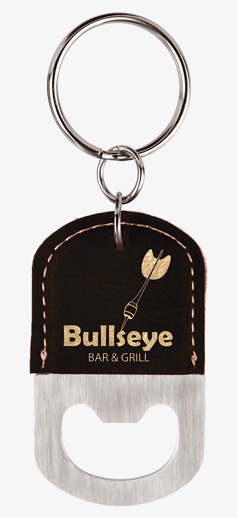 Black & Gold Leatherette Oval Bottle Opener Keychain - Bottle Opener, transparent png download
