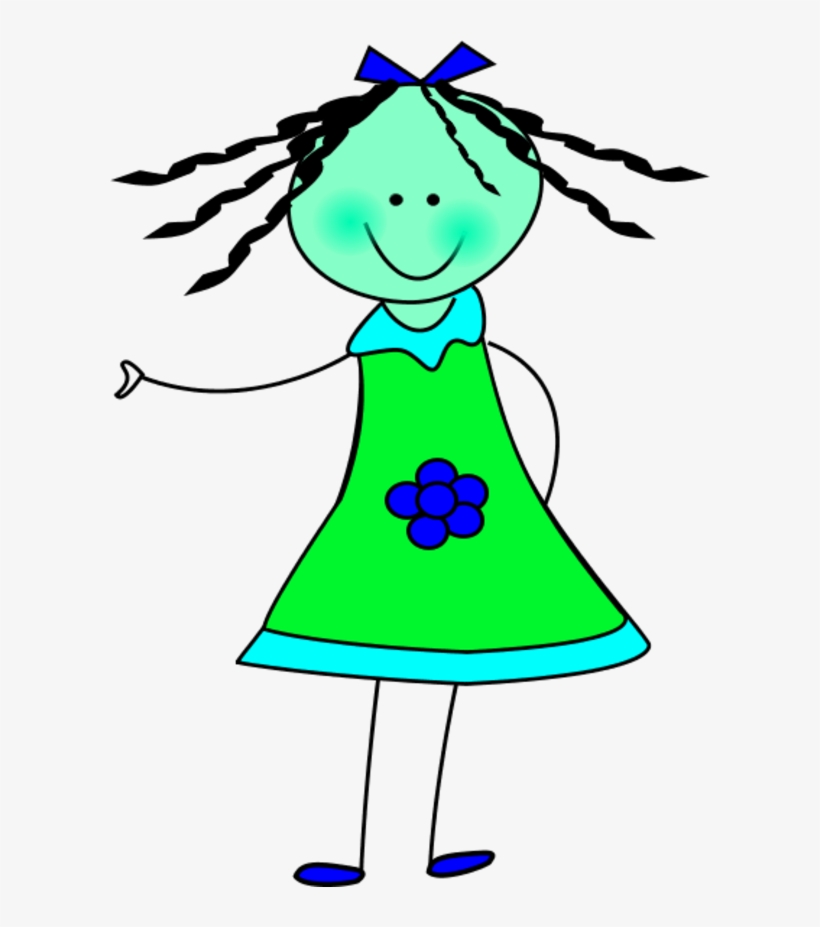 Vector Clip Art - Happy Girl Clipart Black And White, transparent png download