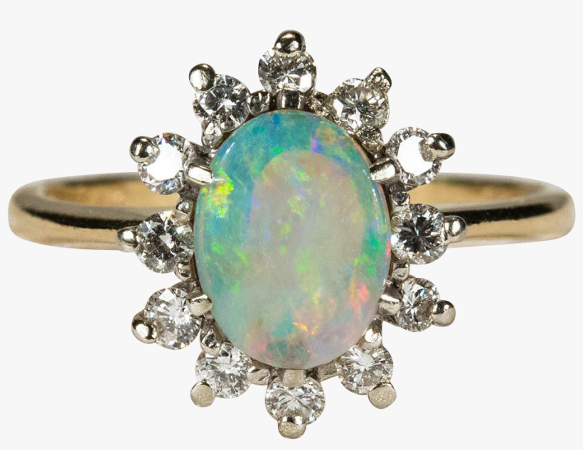 Stunning Natural Opal Diamond Halo Ring ~ This Opal - Opal, transparent png download