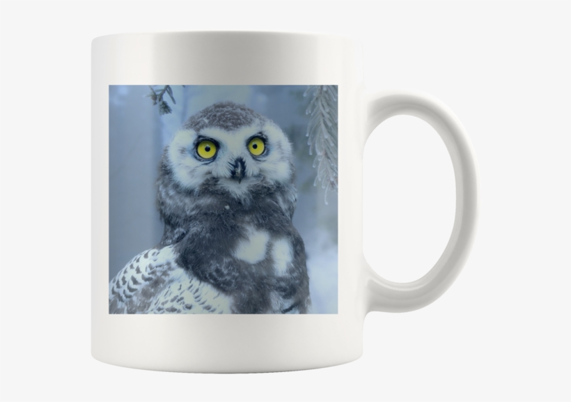 Snowy Owl In Forest White Mug - Owl, transparent png download
