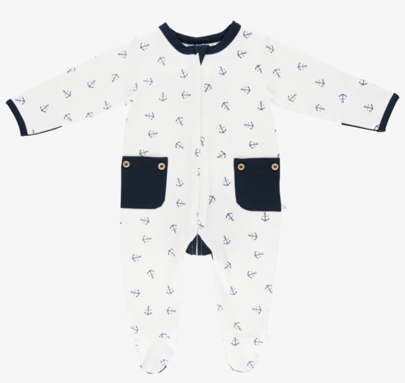 Navy Anchor Long Romper - Crab, transparent png download