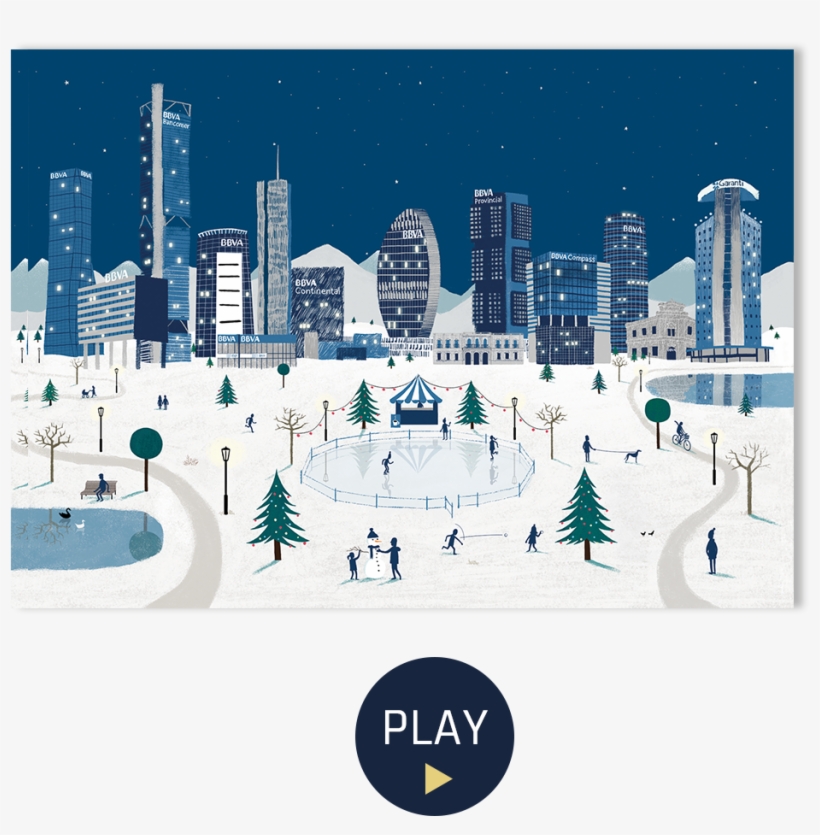 These Are The Greeting Cards Bbva Sent Out In 2016 - Skyline, transparent png download