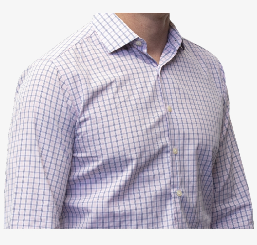 Pink Navy Check Shirt 120s Cotton - Formal Wear, transparent png download