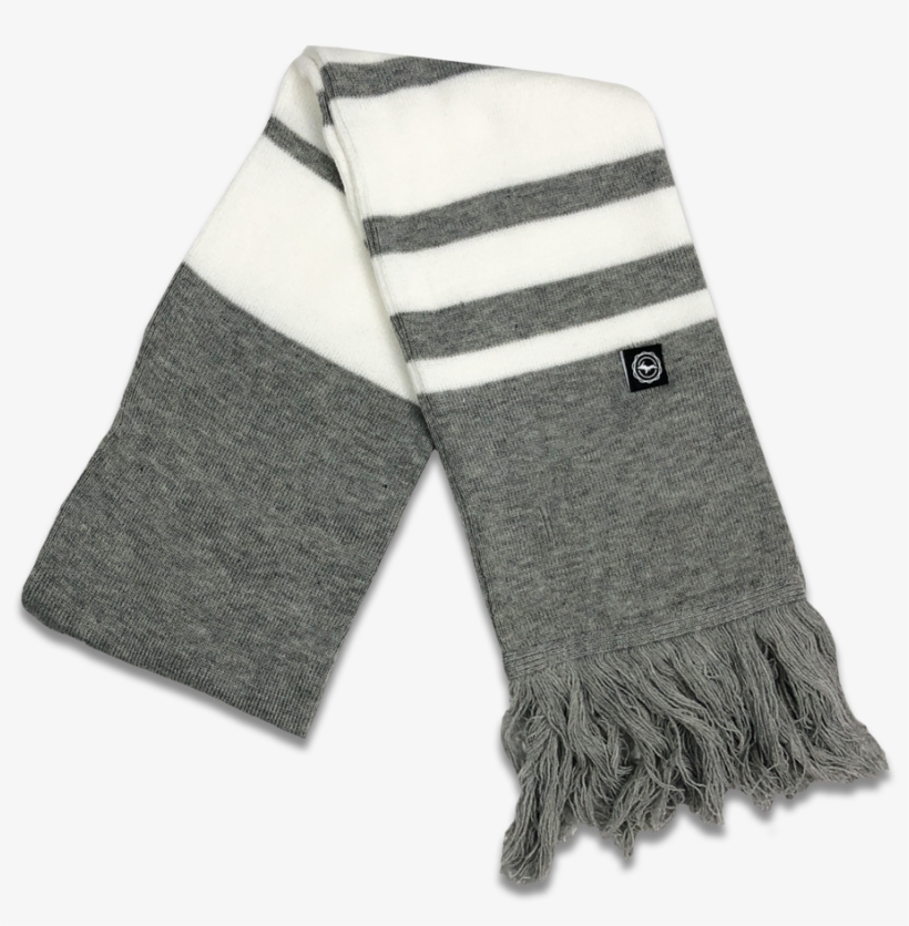 Scarf - "u - P - Seal " Heather Grey/white Striped - Grey And White Striped Scarf, transparent png download
