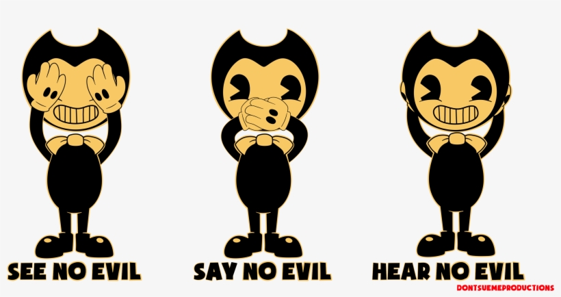 Clipart Black And White Library Say Hear Bendyandtheinkmachine - Cartoon, transparent png download