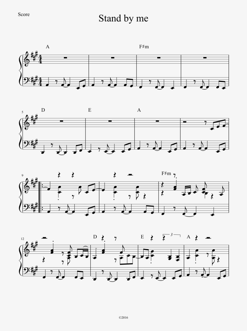 Stand By Me Sheet Music 1 Of 4 Pages - Stand By Me Piano Part, transparent png download