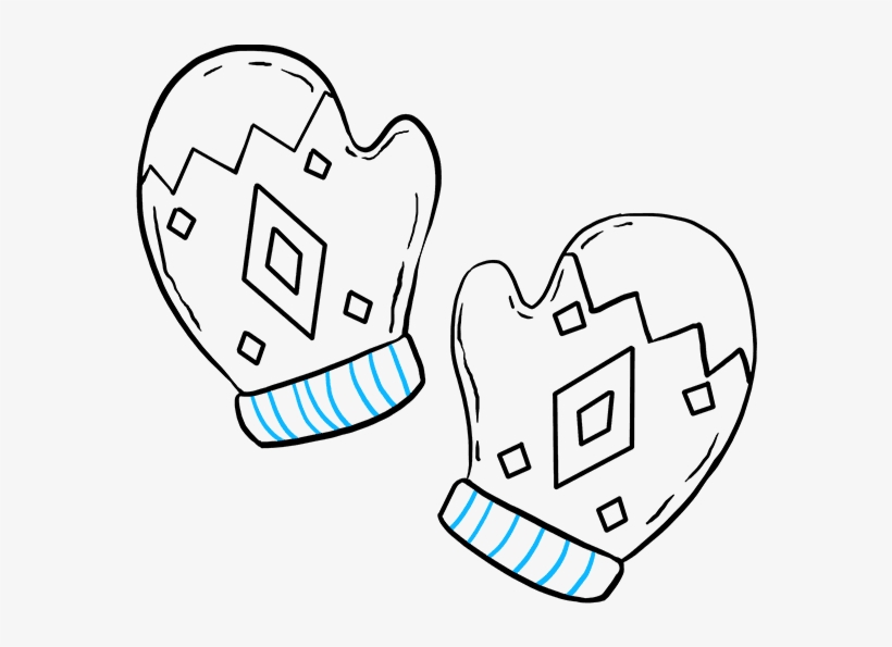 How To Draw Mittens - Drawing Of Mittens, transparent png download