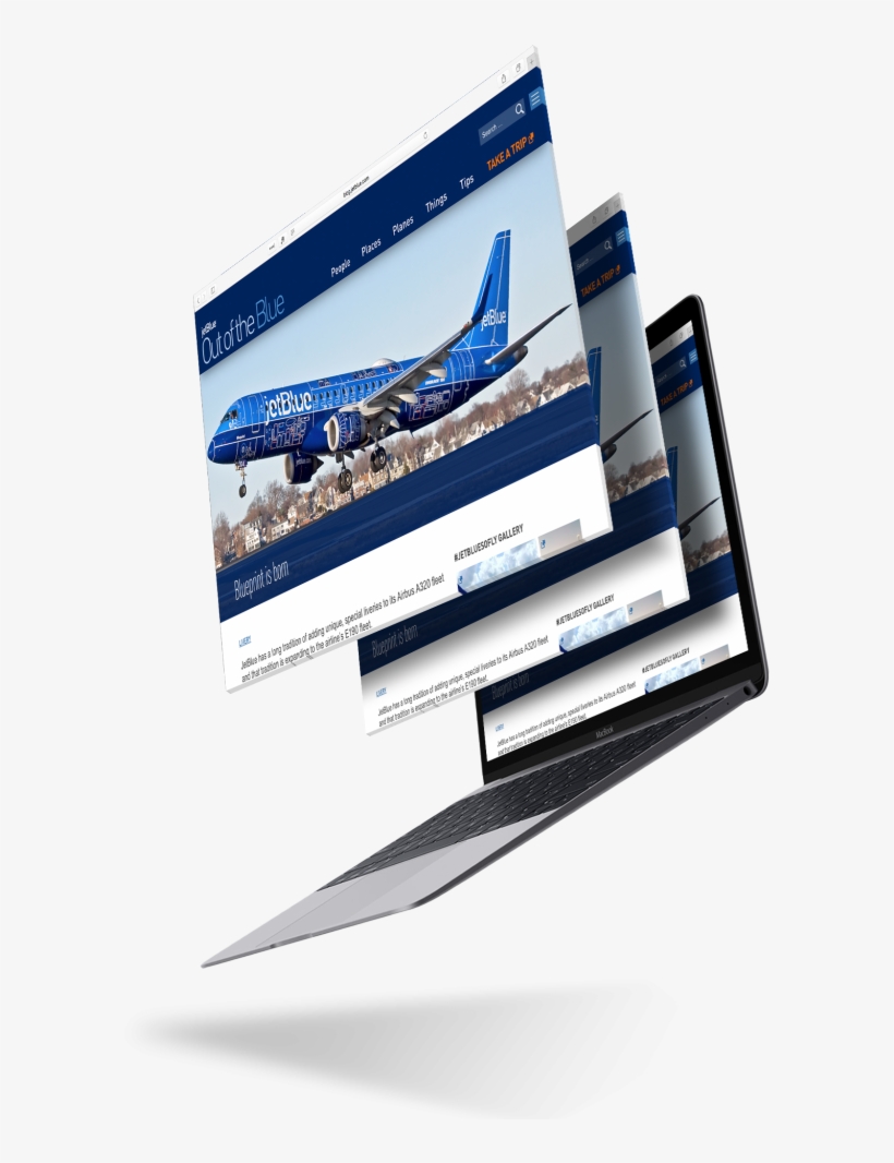 Jetblue Web Design Showcase On A Macbook Pro - Boeing 737 Next Generation, transparent png download