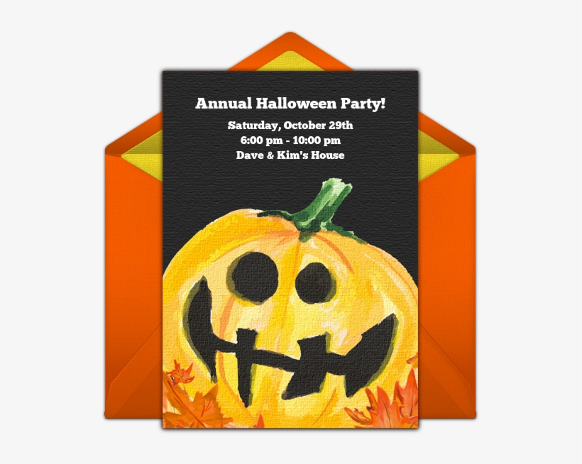 Friendly Jack O' Lantern Online Invitation - Jack-o'-lantern, transparent png download