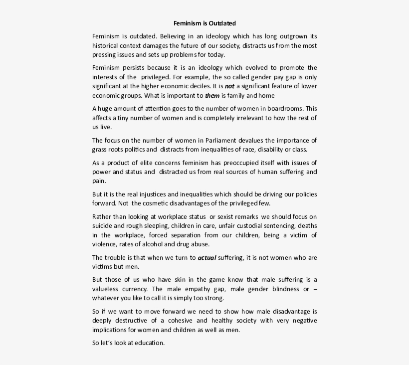 Feminism Is Outdated Final - Document, transparent png download