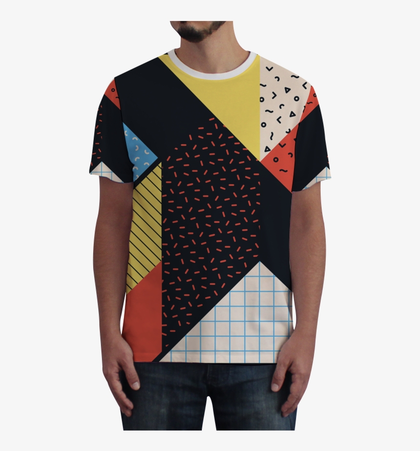 Camiseta Fullprint Retrometria Negro 2 De Renata Guimarãesna - Drawing, transparent png download