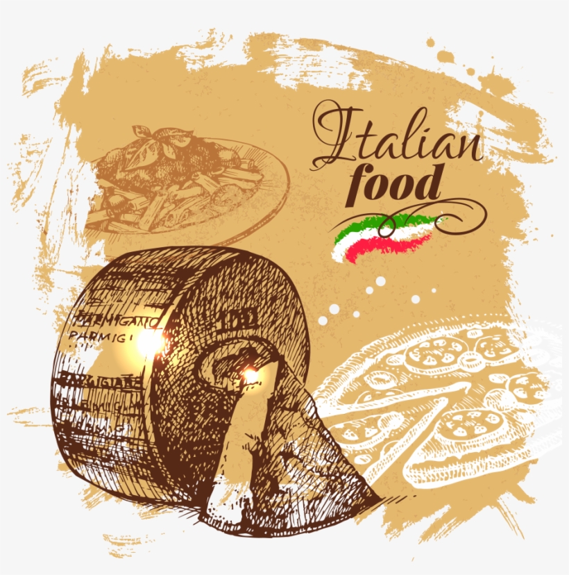 Kisspng Italian Cuisine Pizza Drawing Menu Vector Painted - Italian Food Design, transparent png download