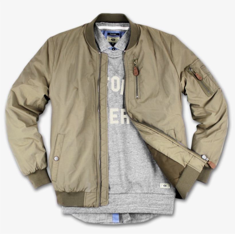 Aw15 Jackets 0004 Bomber Khaki Styled Copy - Zipper, transparent png download