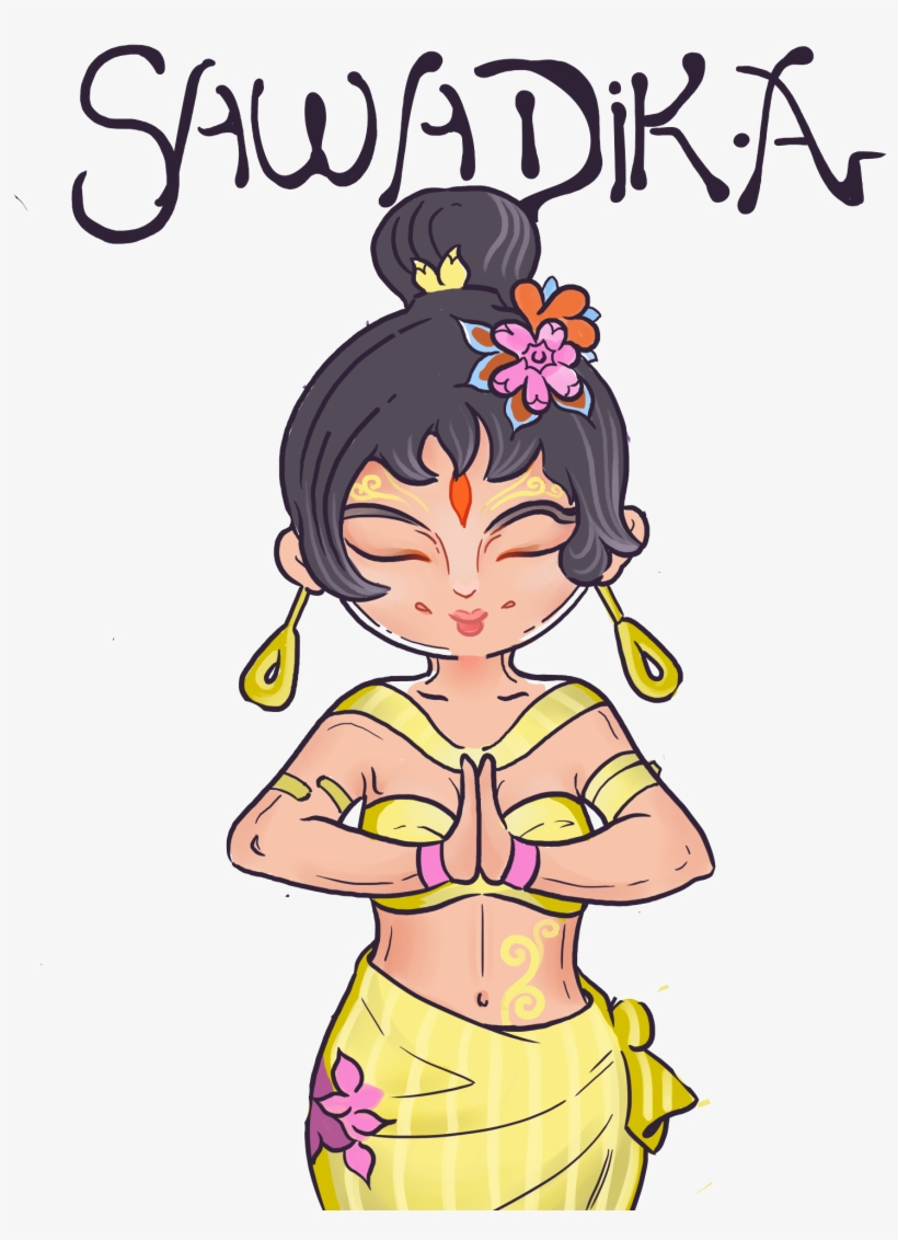 Hand Drawn Illustration Thai Girl Png And Psd - Illustration, transparent png download