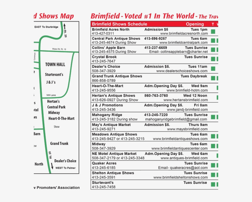 2017 2018 Brimfield Antique Flea Markets Brochure - Brimfield, transparent png download