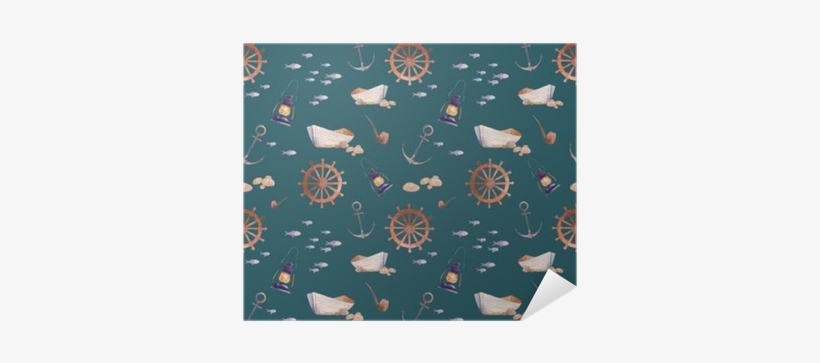 Watercolor Nautical Seamless Pattern - Watercolor Painting, transparent png download