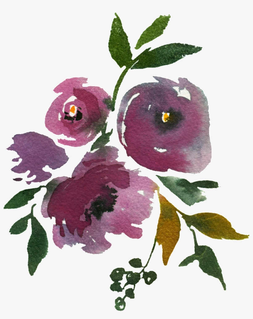 Hand-painted Dark Purple Flowers Png Transparent Material - Portable Network Graphics, transparent png download