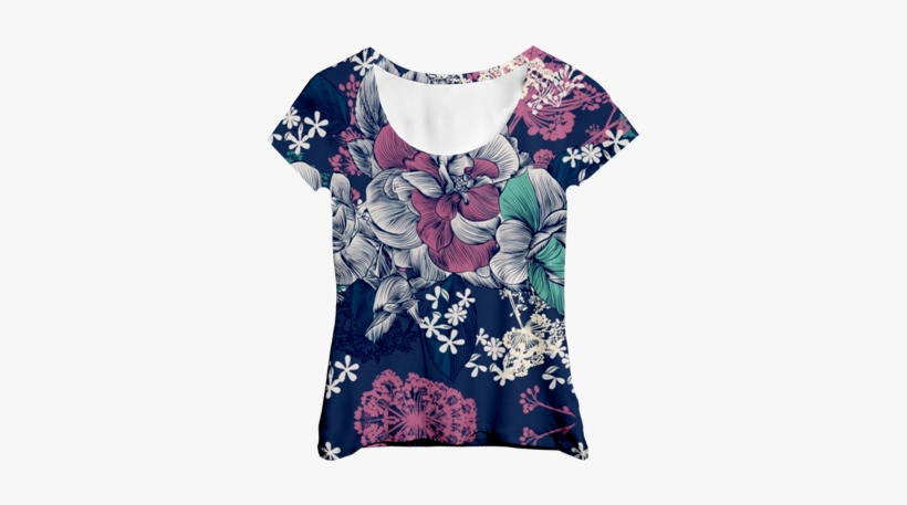 Blusa Azul Com Florais Rosa - Künstlerisches Muster Der Mystischen Blauen Lila Melaminteller, transparent png download