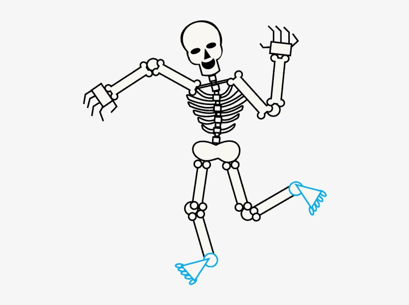 Vector Black And White How To Draw A - Cartoon Skeleton Transparent, transparent png download