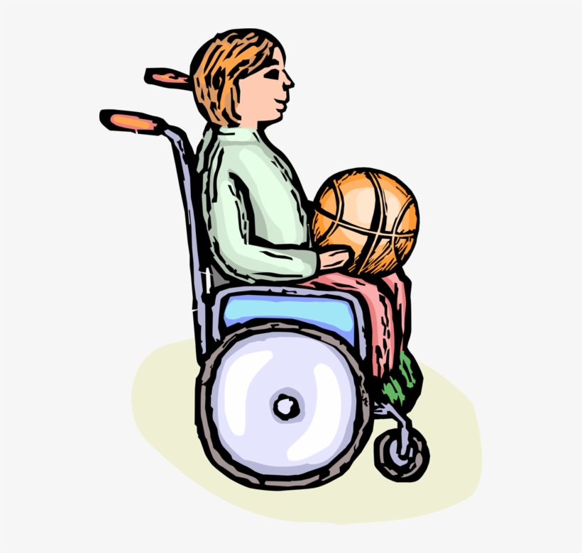 Vector Illustration Of Disabled Boy Handicapped Wheelchair - Basketball, transparent png download