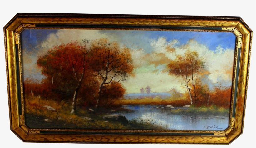 Watercolor And Gouache Of A Autumn Landscape Signed - Watercolor Painting, transparent png download