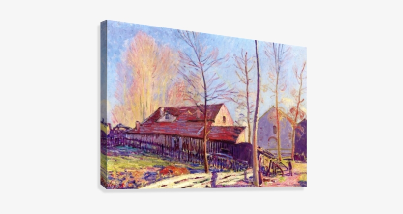 The Mills Of Moret, Frost, Evening Effect Canvas Print - 乡下 房子, transparent png download