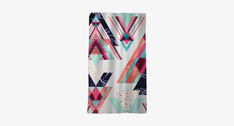 Triangles With Aztec Ornament, Watercolor, Doodle, - Patchwork, transparent png download