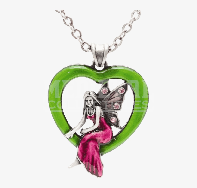 Green Heart Fairy Necklace - Locket, transparent png download