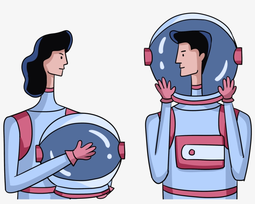 Men Women Astronauts Cartoons Elements Png And Psd - Cartoon, transparent png download