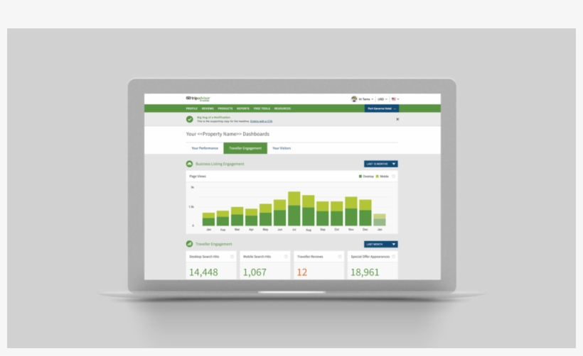 Tripadvisor Dashboard Mockup 2 - Enterprise Software, transparent png download