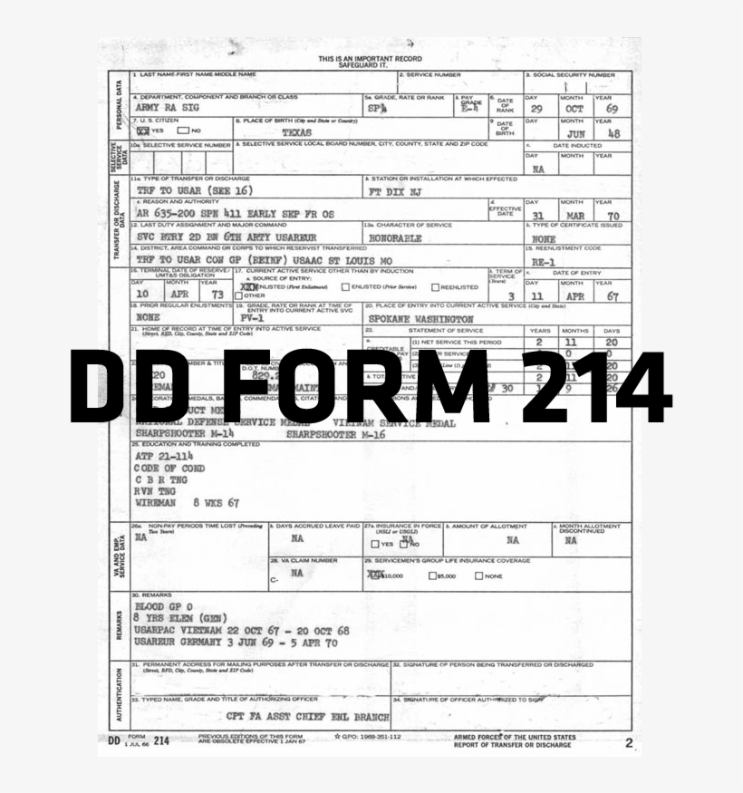Dd214 Form Fillable Printable Forms Free Online