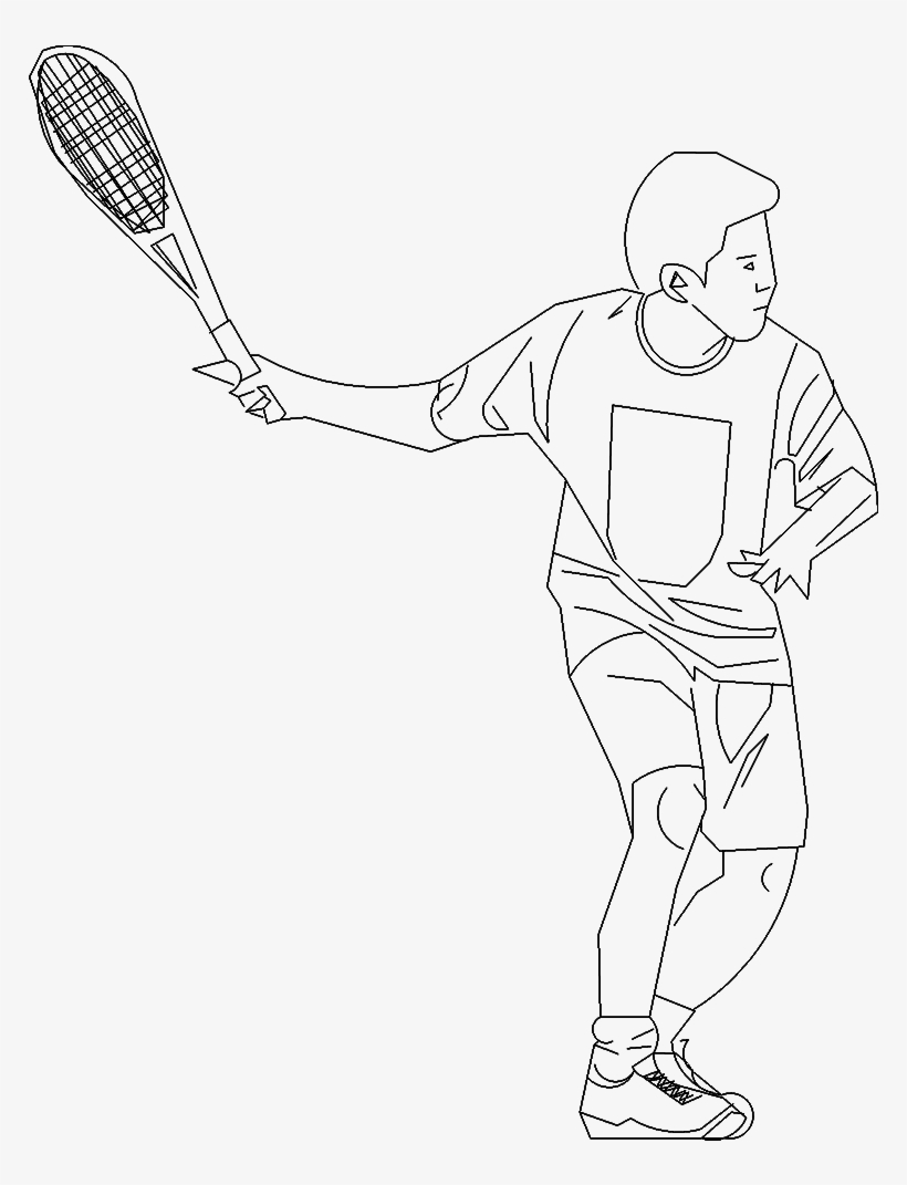Tennis Player - Line Art, transparent png download