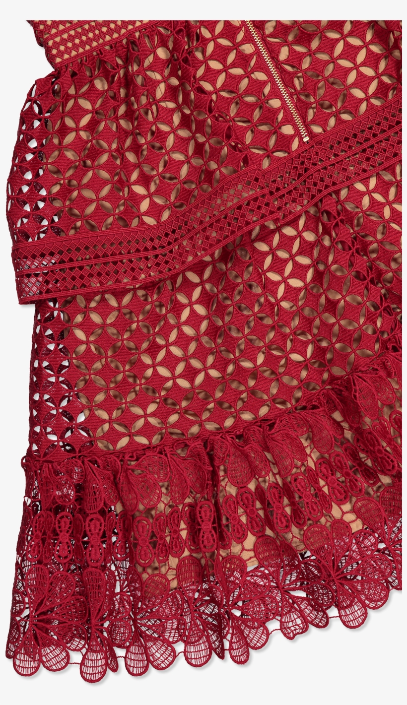 Off Shoulder Lace Mini Dress Red - Crochet, transparent png download