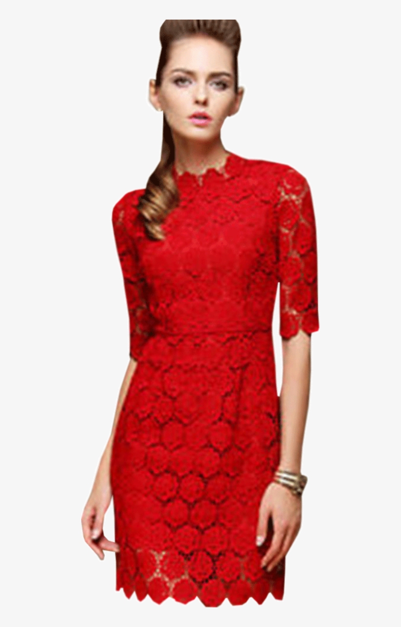 Zumeet Womens Thick Lace Decorated Evening Dress Red - Mannequin, transparent png download