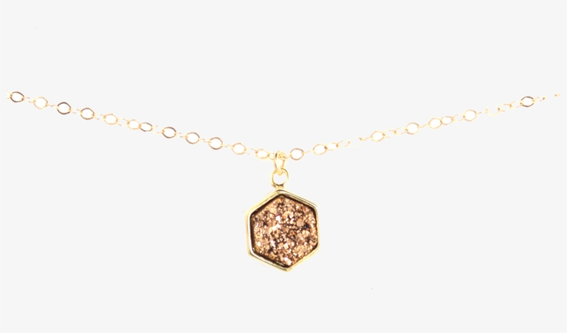 Hexagon Rose Gold Druzy Necklace - Locket, transparent png download
