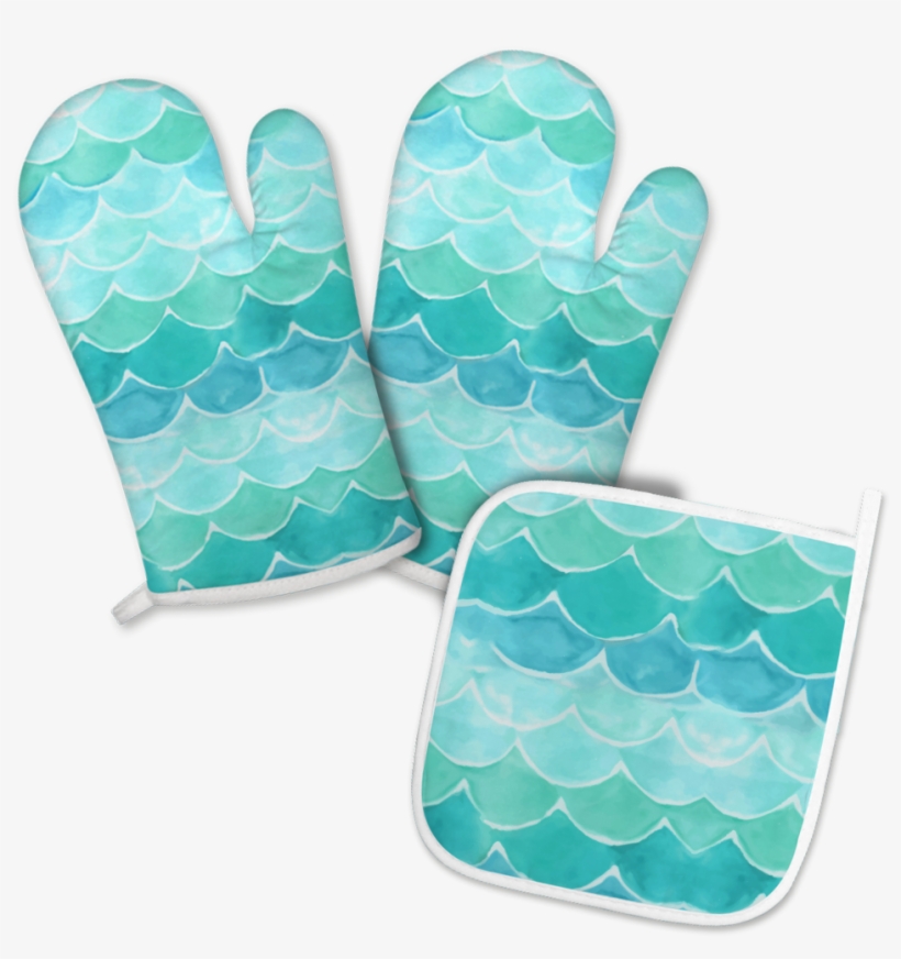 Mermaid Scales Oven Mitts And Pot Holder Set - Paper, transparent png download